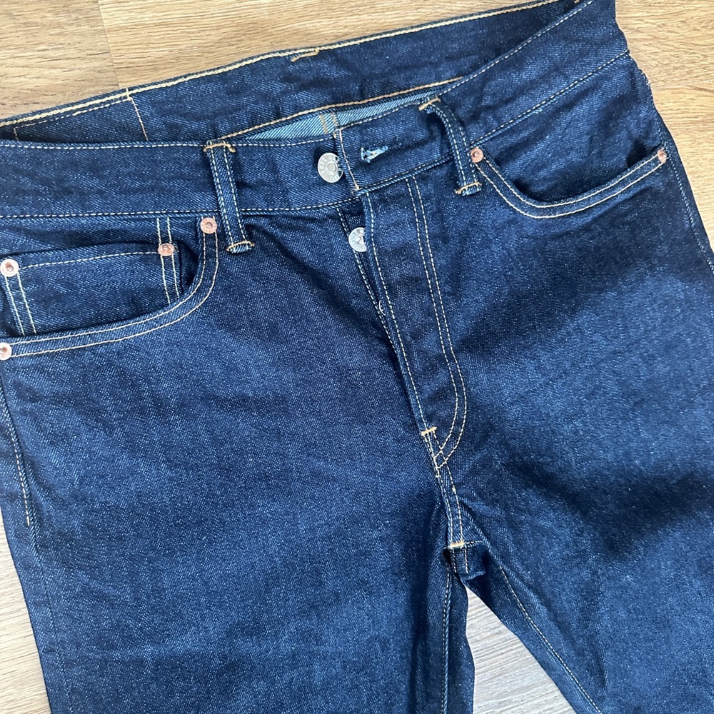 BUCK MASON 💙 Japanese Indigo Dark Wash Straight Leg Jeans Size 30Wx34L LIKE NEW - Picture 2 of 8